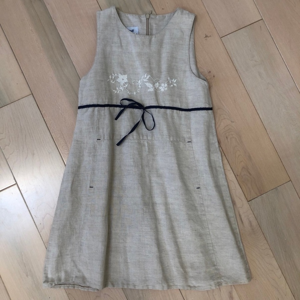 Jacadi Paris linen Beige Sleeveless Kids Dress